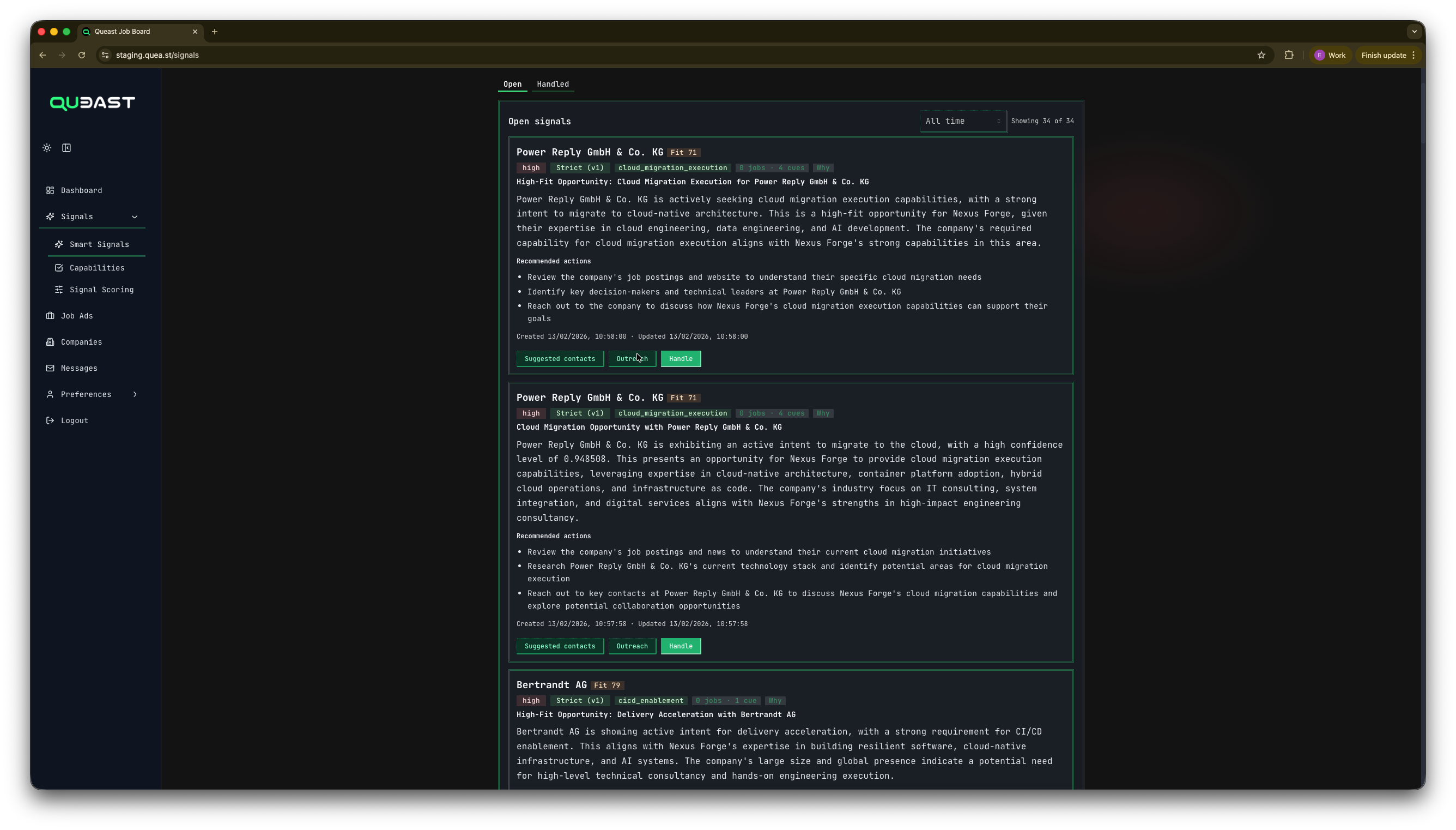 Eliminate the noise - track job ads tailored to your offering screenshot